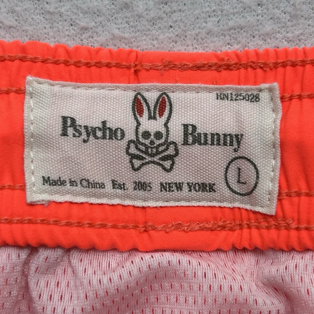 Psycho Bunny Rushup Electric Orange Neon Men's Water Swim Trunks Lined Large - Picture 3 of 12